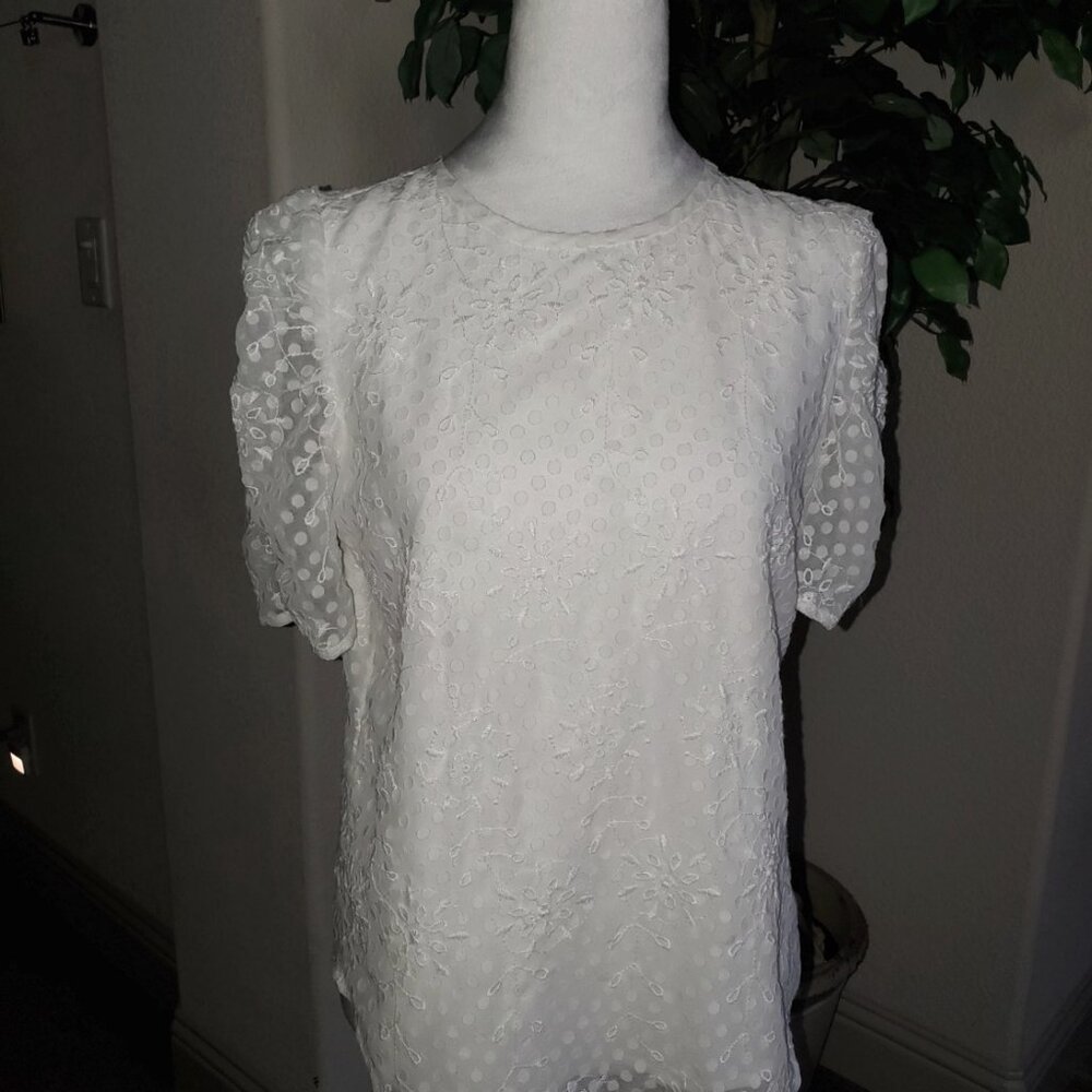 Loft Textured Puff Sleeve Blouse